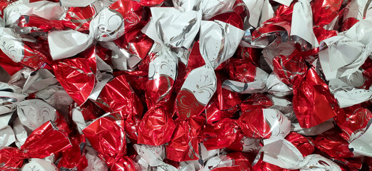 Hungarian christmas sweetness handmade parlour candy. Original christmas sweetness from Hungary name is szaloncukor aka parlour candy. Sweetness fondant in colorful metal wrapping