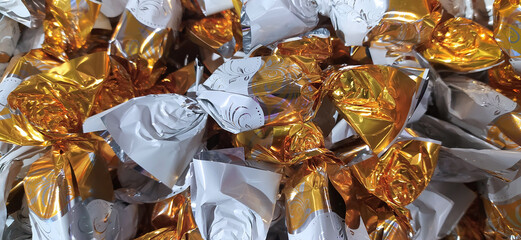 Hungarian christmas sweetness handmade parlour candy. Original christmas sweetness from Hungary name is szaloncukor aka parlour candy. Sweetness fondant in colorful metal wrapping