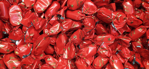 Hungarian christmas sweetness handmade parlour candy. Original christmas sweetness from Hungary name is szaloncukor aka parlour candy. Sweetness fondant in colorful metal wrapping