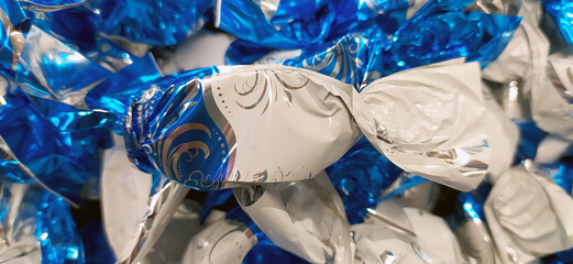 Hungarian christmas sweetness handmade parlour candy. Original christmas sweetness from Hungary name is szaloncukor aka parlour candy. Sweetness fondant in colorful metal wrapping