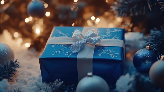 A festive wrapped present ready for the holidays.