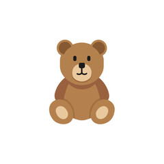 Obraz premium Cute Brown Teddy Bear Sitting Isolated on White Background