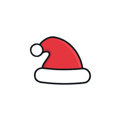 Festive Santa Hat Icon Red and White Christmas Symbol