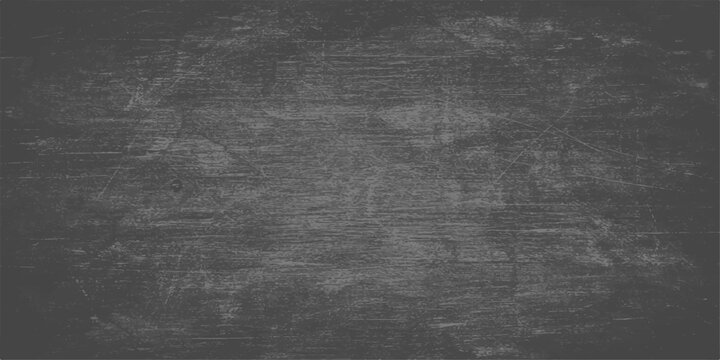 Aged black chalkboard surface with a dark grunge texture and rough vintage pattern provides a blank gray backdrop for art