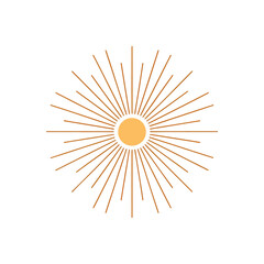 Obraz premium Golden Sunburst Design on White Background, Minimalist Style