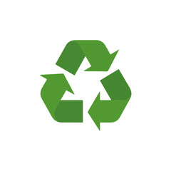 Obraz premium Green Recycling Symbol on White Background, Clean Design