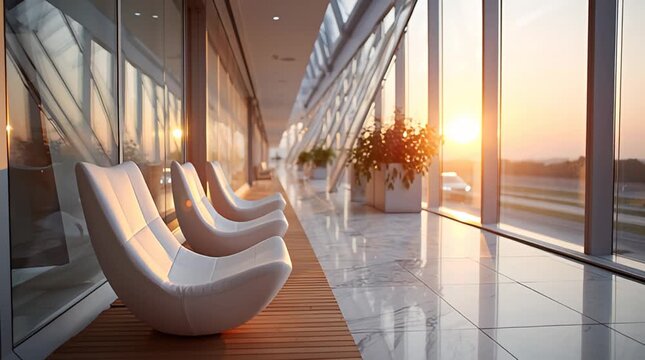 Modernes Interieur mit Sonnenlicht &ndash; Wartebereich in zeitgem&auml;&szlig;er Architektur