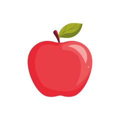 Fototapeta premium Red Apple with Green Leaf Healthy Food Illustration