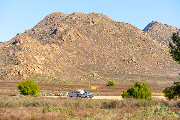 Truck and Trailer Parked at Lake Perris State Recreation Area
