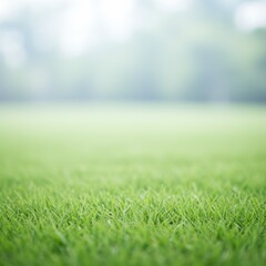 Fototapeta premium Close Up Vibrant Green Grass Field with Dew Drops
