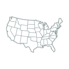 United States Outline Map with State Boundaries
