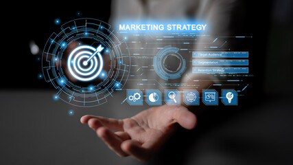Fototapeta premium Target audience analysis enhances marketing with segmentation, smart profiling, and personalized strategies for improved audience targeting and campaign efficiency. Latch