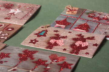 Merry Christmas cards on a green background