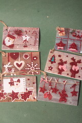 Merry Christmas cards on a green background