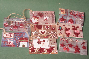 Merry Christmas cards on a green background