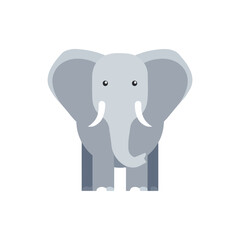 Fototapeta premium Flat Design Elephant on White Background, Minimalist Style
