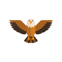 Obraz premium Flat Design Eagle Spreading Wings on White Background