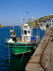 Fishing boats along the docks of the river La Flora at Pleneuf Val Andre, a commune in the C&ocirc;tes-d'Armor department of Brittany in northwestern France 