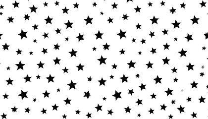 Many scattered black five-pointed stars of various sizes on a white background, creating a speckled pattern