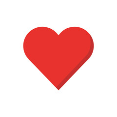 Red Heart Icon Flat Design for Love and Romance