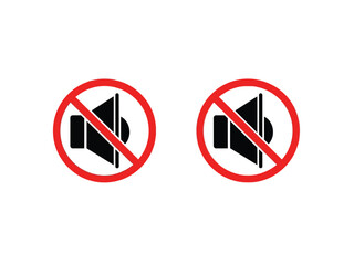 No Sound or Noise Sign Icons.