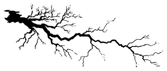 Horizontal black wall crack or jagged fissure texture vector