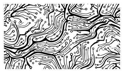 Abstract organic circuit board pattern resembling tree roots and technology connection