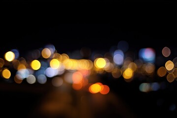 Abstract defocused city lights at night - urban bokeh aesthetic