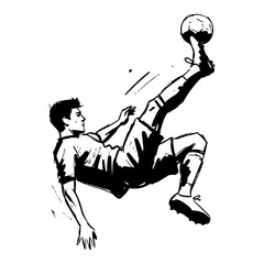 Football player executing bicycle kick shot in mid air