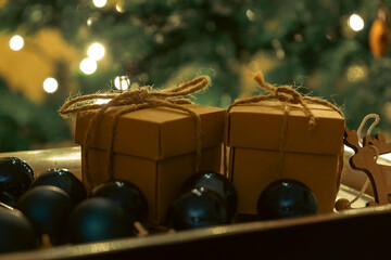 Christmas theme with gifts and decorations