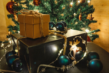 Christmas theme with gifts and decorations