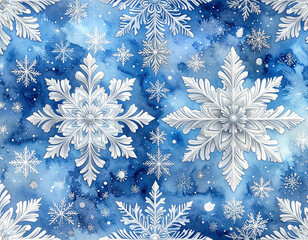 Snowflake seamless pattern with delicate symmetrical details