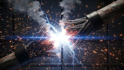 Electric Arc between Two Page Wires Page Page in Dark Page