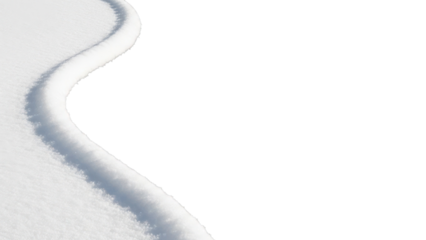 A stark curve of pristine white snow against isolated on transparent background