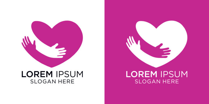 A heartwarming logo design featuring hands and a heart symbol, perfect for charity, nonprofit, or social responsibility campaigns
