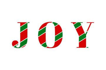 Joy in Festive Striped Letters: Red and Green Holiday Typography for Christmas Decor and Greeting Designs