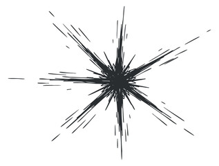 Obraz premium An abstract explosion or starburst illustration in black outline vector style, suitable for creative projects and graphic design