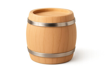 Obraz premium Wooden barrel with metal bands. Storing and aging alcoholic beverages. Isolated on a transparent background