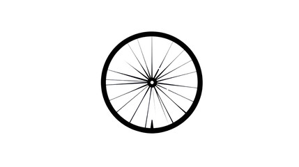 Black bicycle wheel silhouette minimal round shape transportation cycling concept abstract design element modern graphic icon symbol simple isolated on white background