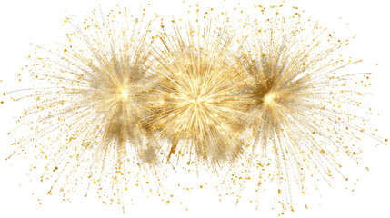 Obraz premium Golden fireworks explosion abstract celebration background luxury festive sparkle light burst event illustration isolated on white background