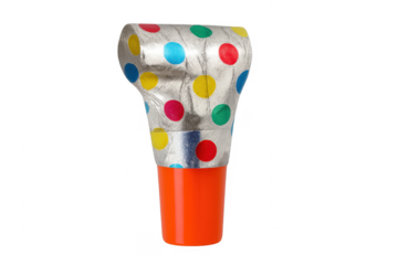 Party blower with colorful polka dots celebrating events