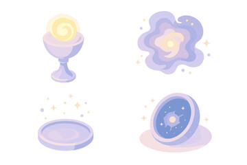 Cosmic Chalice Nebula. Isometric vector illustration set Chalice Nebula Query: glowing chalice vessel, swirling nebula cloud,