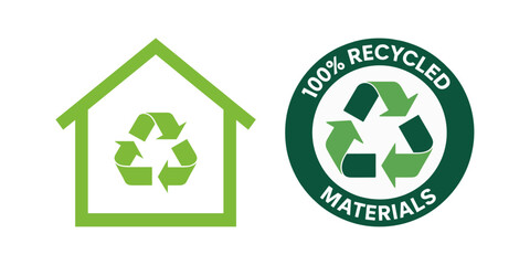 Fototapeta premium Recycle icon set of vector illustration design, eco friendly isolated symbol collection, environmental conservation silhouette, sustainable design, recycle symbol, green energy, CO2 emissions