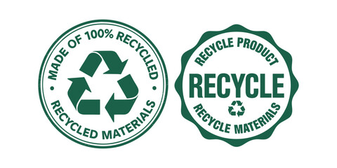 Obraz premium Recycle icon set of vector illustration design, eco friendly isolated symbol collection, environmental conservation silhouette, sustainable design, recycle symbol, green energy, CO2 emissions