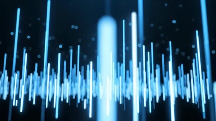 Abstract representation of sound waves capturing dynamic audio frequencies and intensity. This visual element is ideal for projects related to music, technology, or audio engineering, - Powered by Adobe