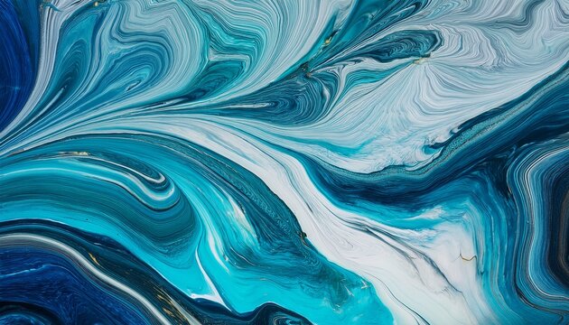 surreal blue marble with turquoise and white waves