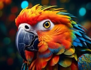 Fototapeta premium brightly colored parrot close up