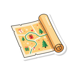Christmas Treasure Map Scroll with Festive Elements.