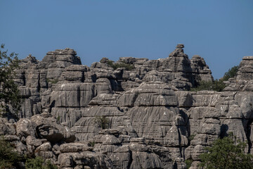 Rugged landscape with karst formations in Torcal de Antequera Natural Park, Malaga, Spain
