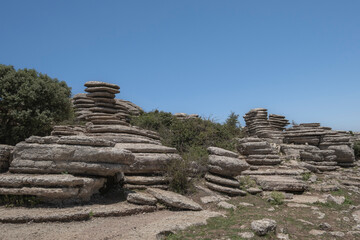Natural Monument El Tornillo del Torcal, pillated rock formations in the Torcal de Antequera Natural Park, Malaga, Spain.